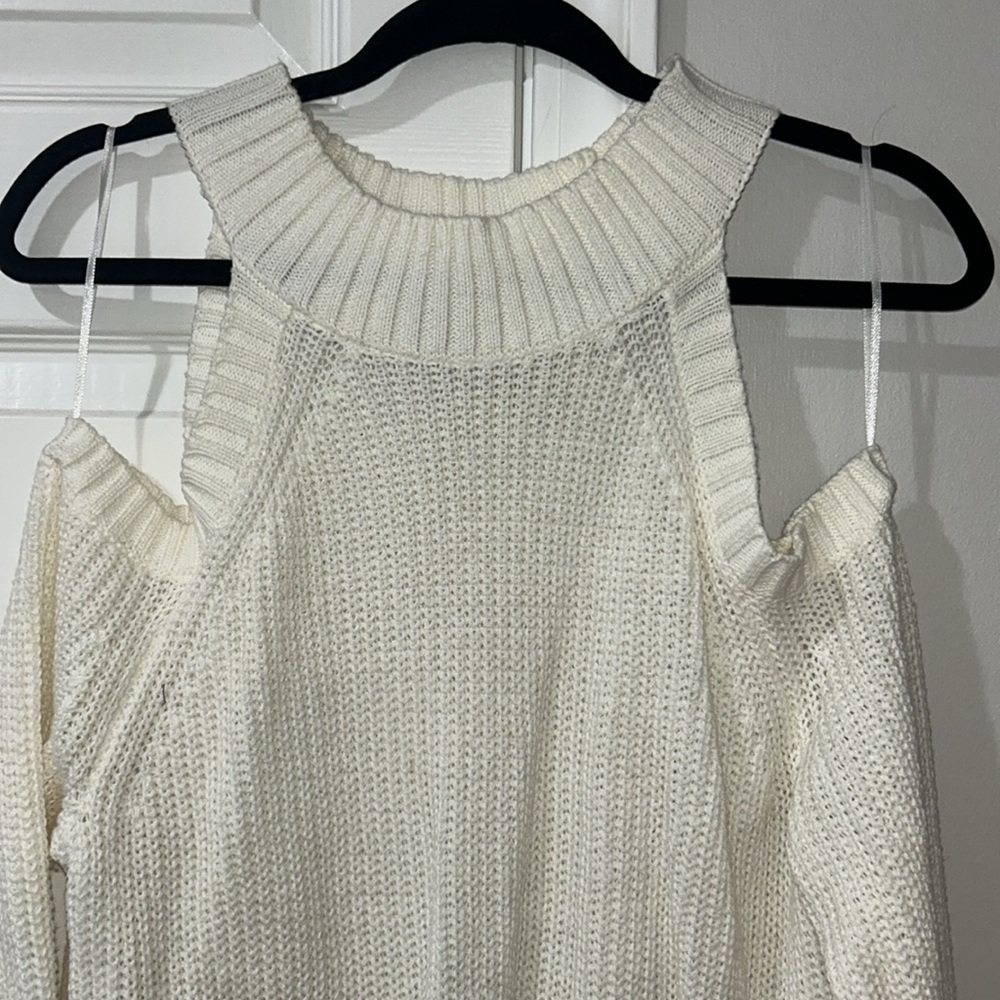 Cream open shoulder sweater